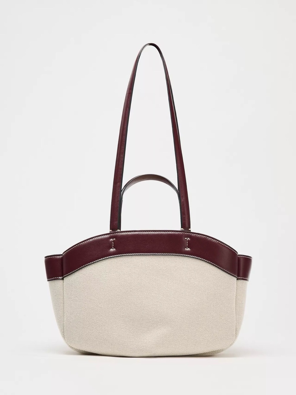 Zara Cream and Brown Shoulder Bag